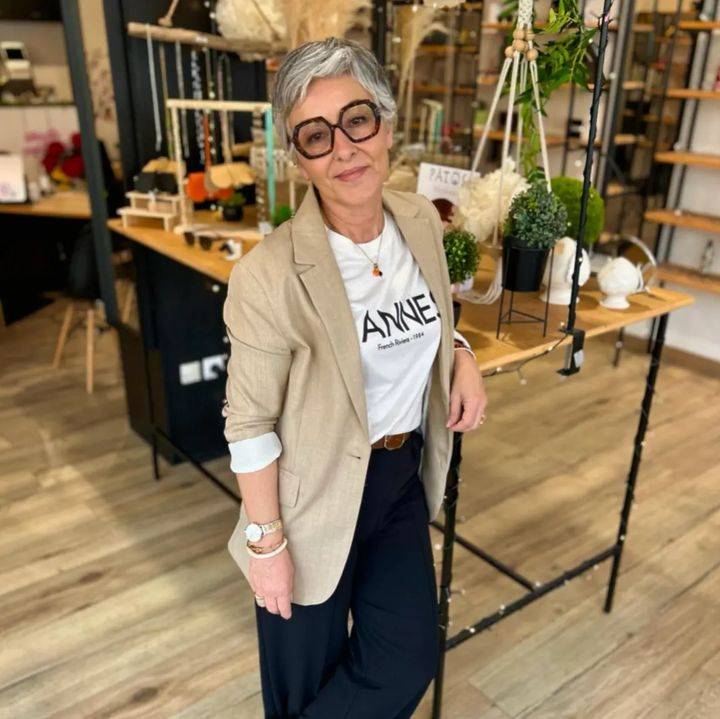 lunette de vue femme cheveux blanc 60 ans hexagonale ecaille montauban